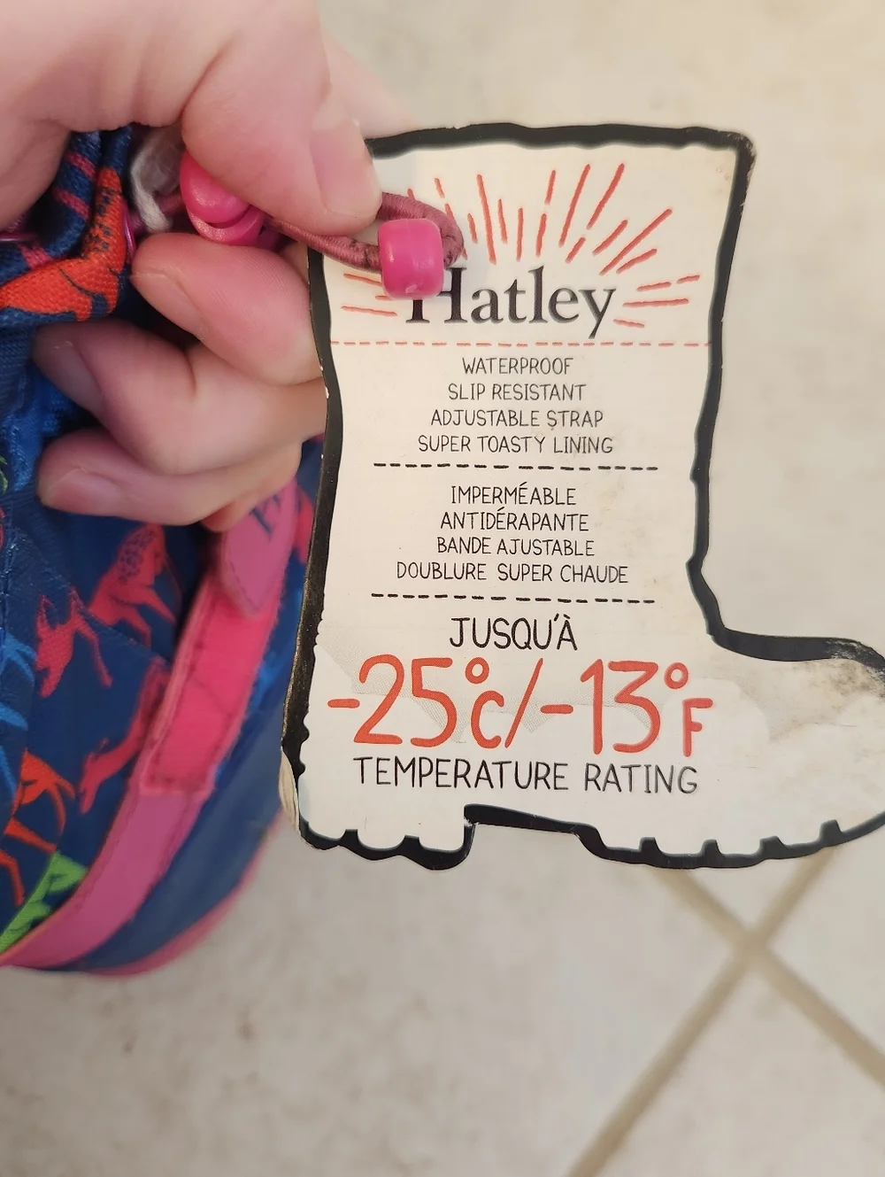 Hatley Girls Waterproof Snow Boot NWT Size 7‎ Toddler Multicolor Pink